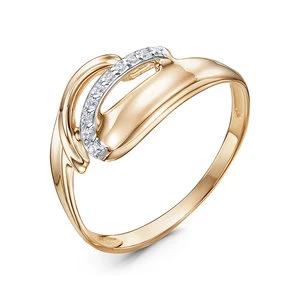 Кольцо «Дельта» из красного золота с фианитом