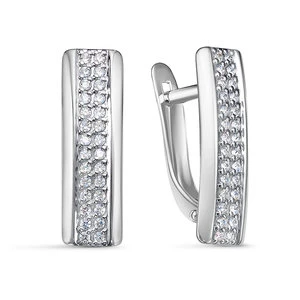 Серьги «Дельта» серебряные с фианитом