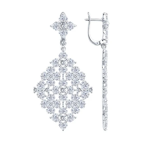 Серьги  серебряные с фианитом