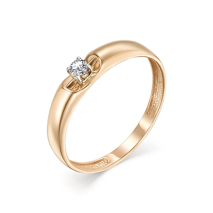 Кольцо  из красного золота с природным бриллиантом