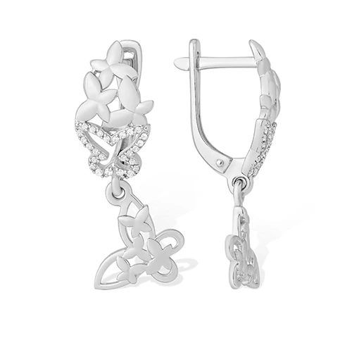 Серьги  серебряные с фианитом