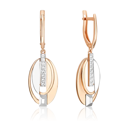 Серьги  из комбинированного золота с топазом