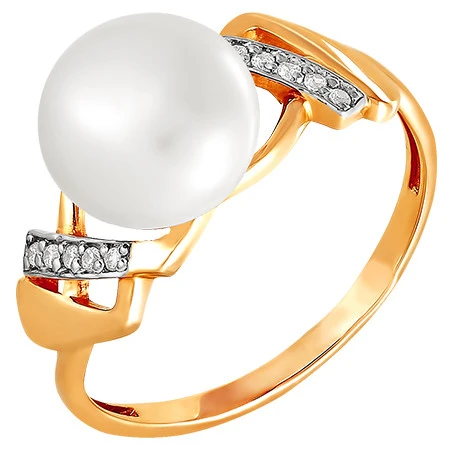 Кольцо  из красного золота с жемчугом