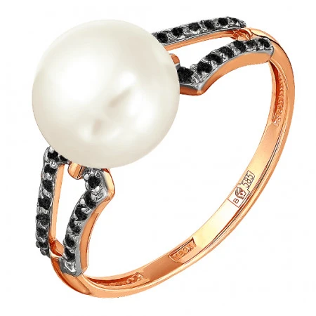Кольцо  из красного золота с жемчугом