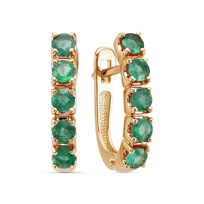 Серьги «Империал» из красного золота с изумрудом