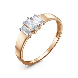 Кольцо  из красного золота с фианитом