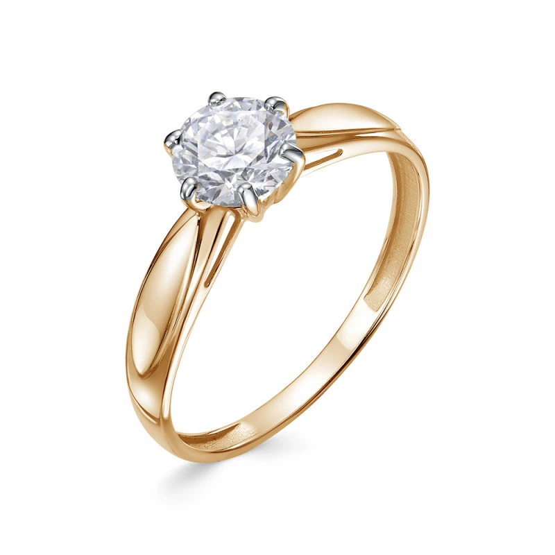 Кольцо  из красного золота с выращенным бриллиантом