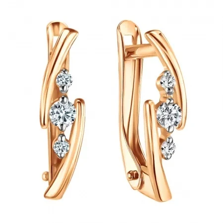 Серьги  из красного золота с фианитом