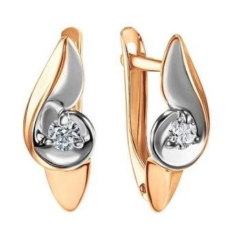 Серьги  из красного золота с фианитом