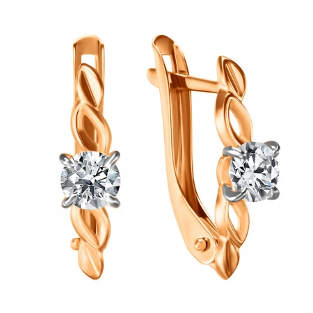 Серьги  из красного золота с фианитом