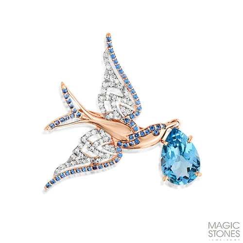Брошь «MAGIC STONES» золотая