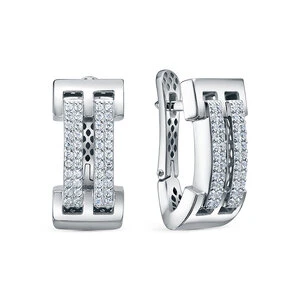 Серьги «Дельта» серебряные с фианитом