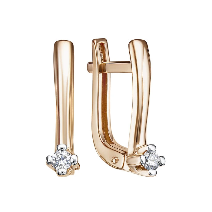 Серьги «BERGER» из красного золота с бриллиантом