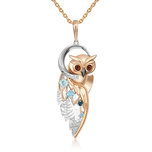 Подвеска  из комбинированного золота с топазом