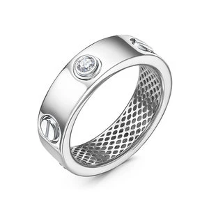 Кольцо «Дельта» из белого золота с фианитом