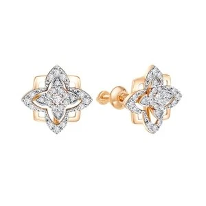 Серьги  из красного золота с фианитом