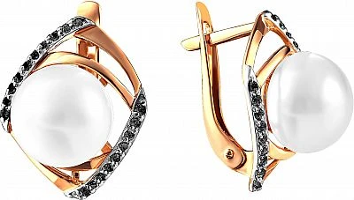 Серьги  из красного золота с жемчугом