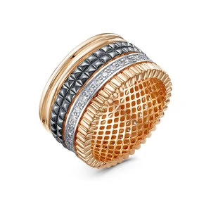 Кольцо  из красного золота с фианитом