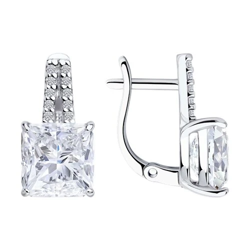 Серьги  серебряные с фианитом