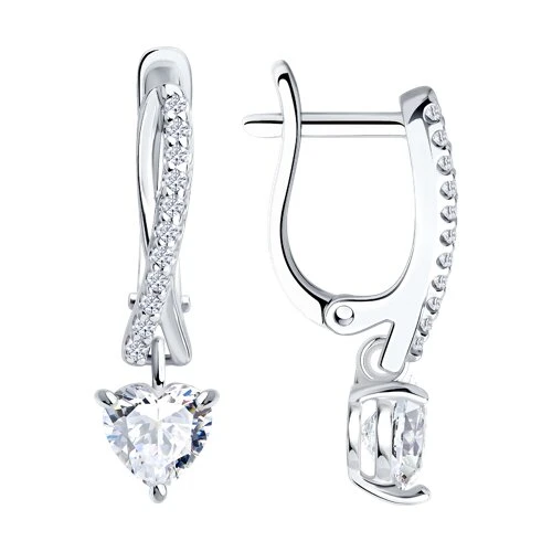 Серьги  серебряные с фианитом