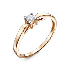 Кольцо  из красного золота с фианитом