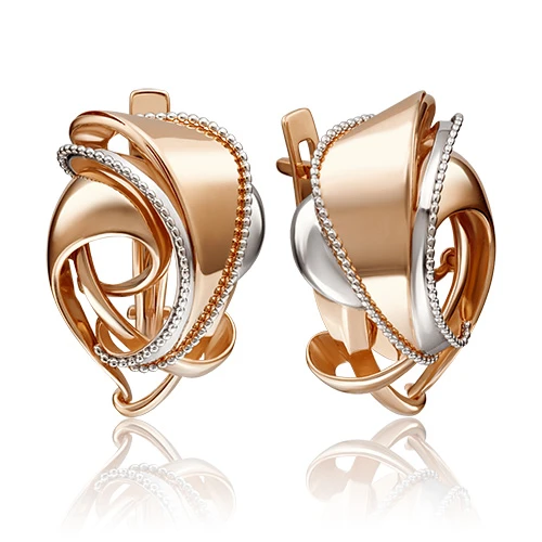 Серьги  из комбинированного золота