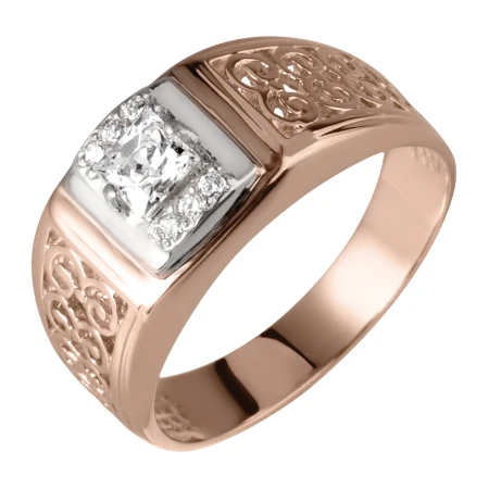 Кольцо  из красного золота с фианитом