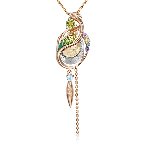 Подвеска  из красного золота с хризолитом