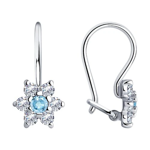 Серьги  серебряные с фианитом