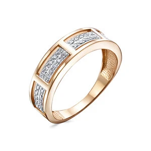 Кольцо «Дельта» из красного золота с фианитом