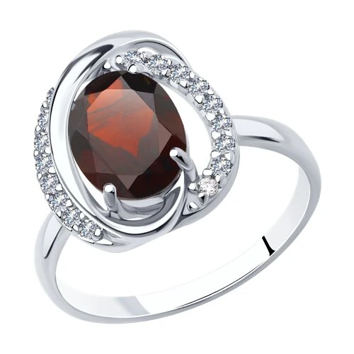 Кольцо  серебряное с гранатом