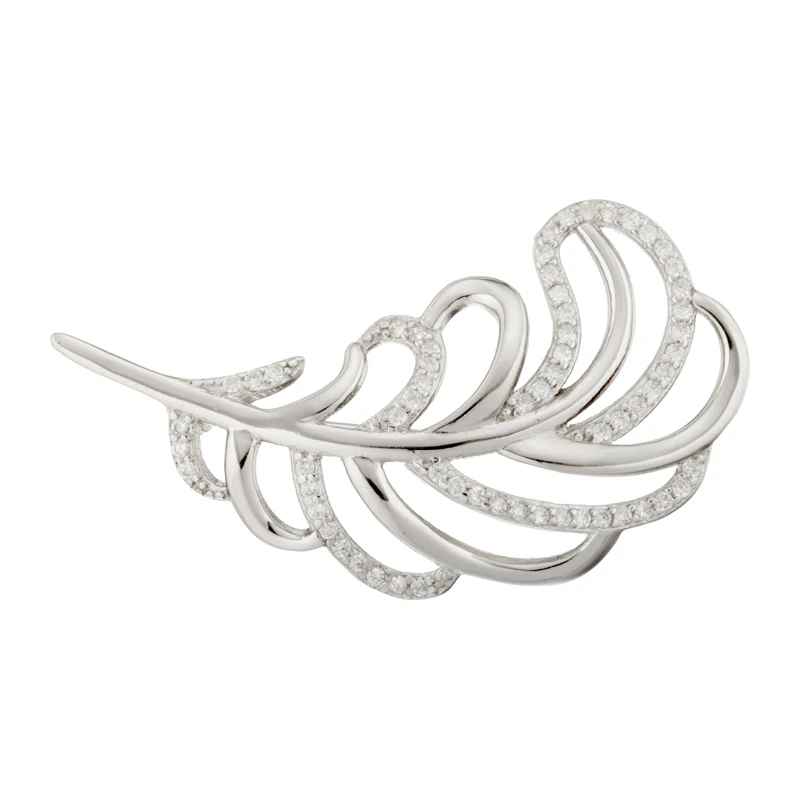 Брошь  серебряная с фианитом