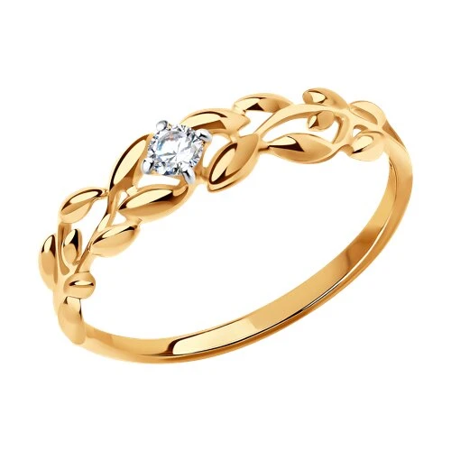 Кольцо  из красного золота с фианитом