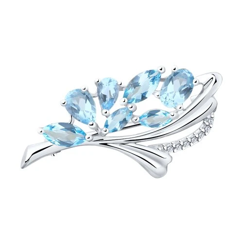 Брошь  серебряная с топазом