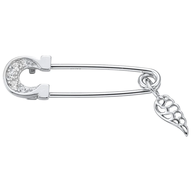 Брошь  серебряная с фианитом