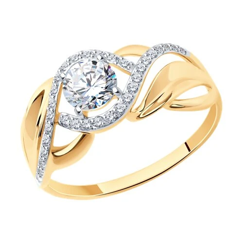 Кольцо  из красного золота с фианитом