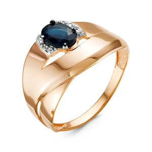 Кольцо  из красного золота с сапфиром