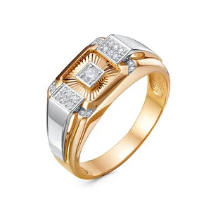 Кольцо  из красного золота с фианитом