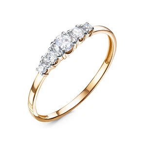 Кольцо «Дельта» из красного золота с фианитом