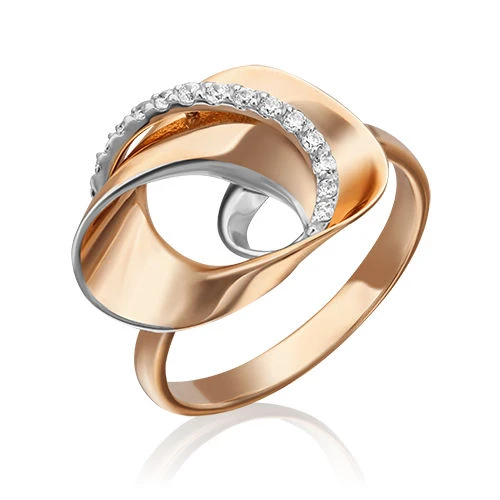 Кольцо  из красного золота с фианитом