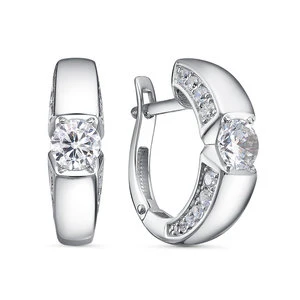 Серьги «Дельта» серебряные с фианитом