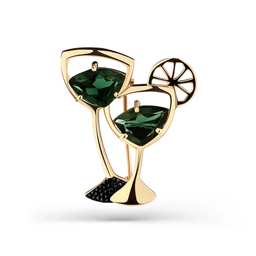 Брошь  из красного золота с турмалином