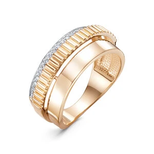 Кольцо «Дельта» из красного золота с фианитом