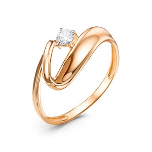 Кольцо «Дельта» из красного золота с фианитом