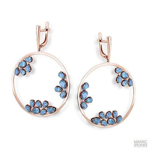 Серьги  из красного золота с топазом