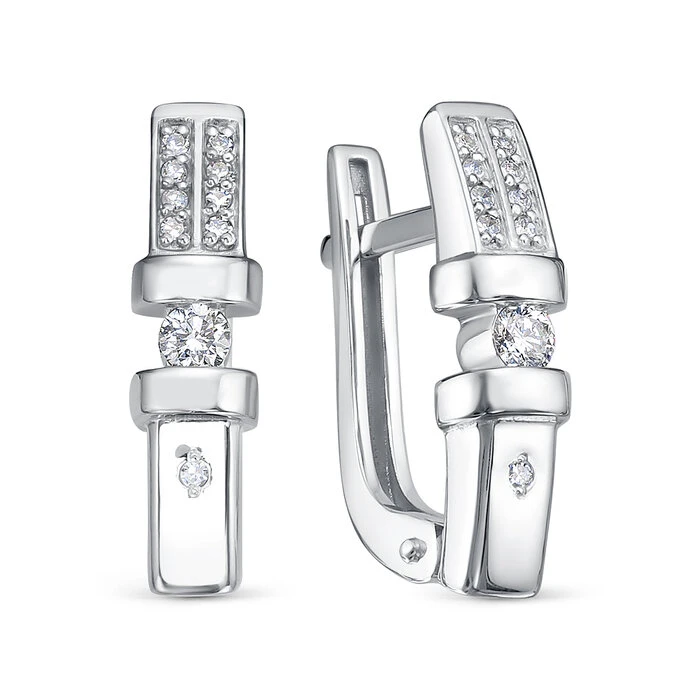 Серьги «BERGER» из белого золота с бриллиантом