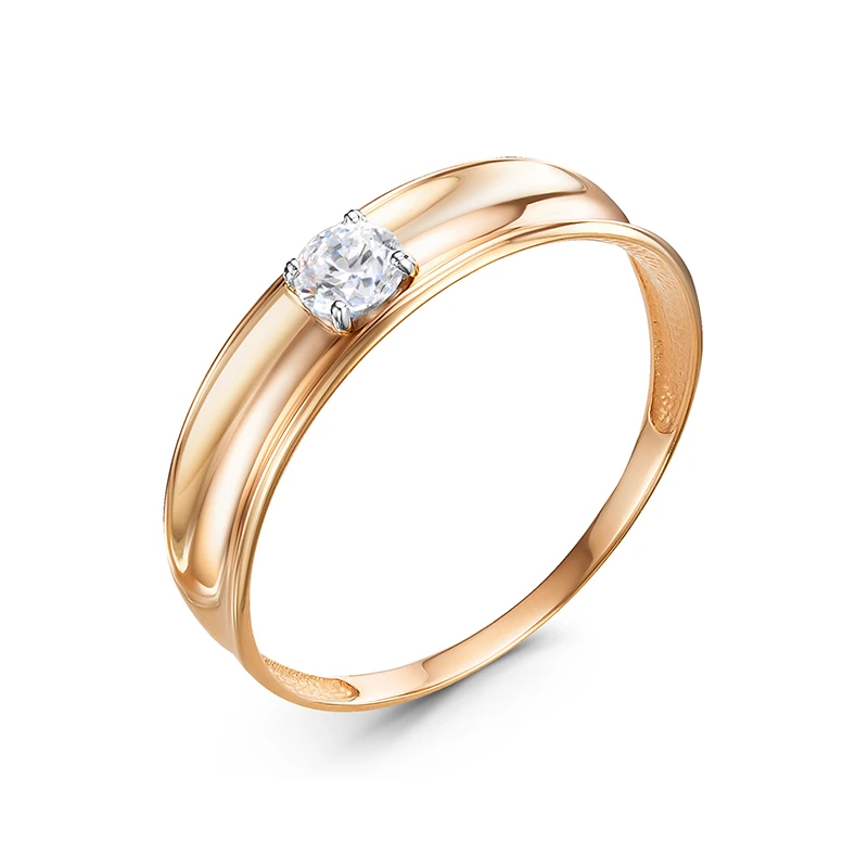 Кольцо  из красного золота с фианитом