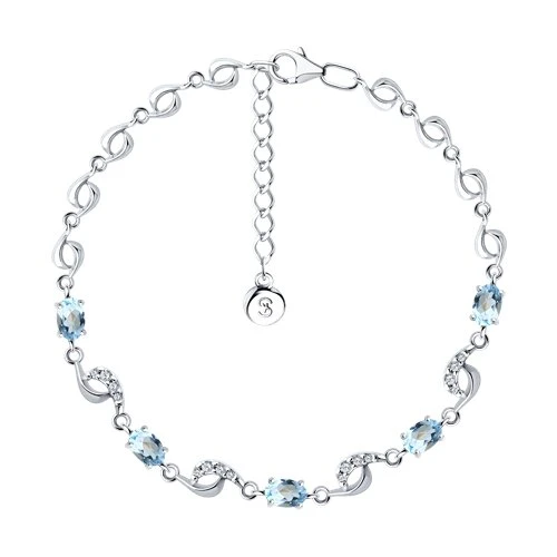 Браслет  серебряный с топазом