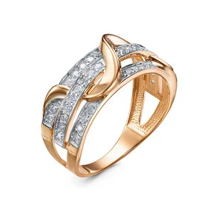 Кольцо «Дельта» из красного золота с фианитом