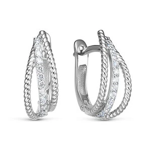 Серьги «Дельта» из белого золота с бриллиантом